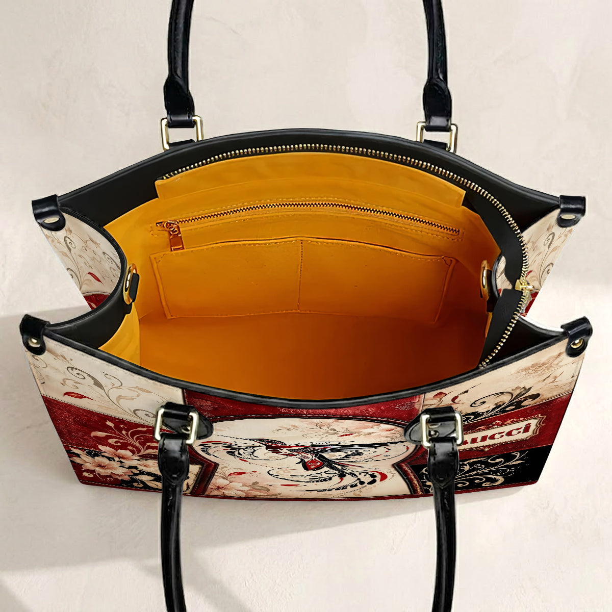 Crimson Hummingbird Elegance Personalized Leather Bag