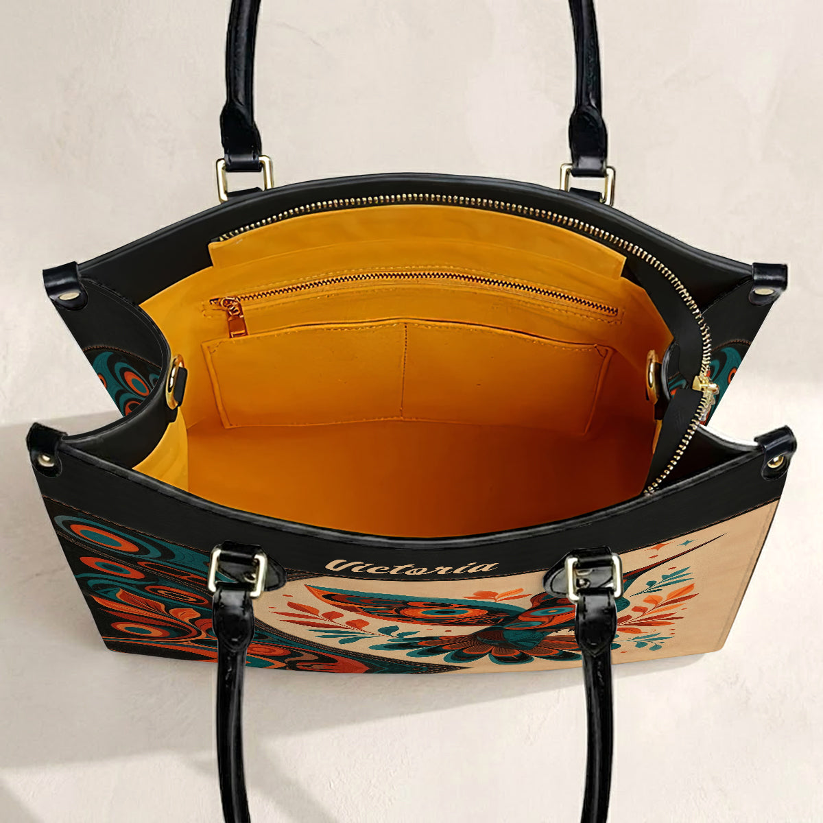 Hummingbird Ember Bloom Personalized Leather Bag