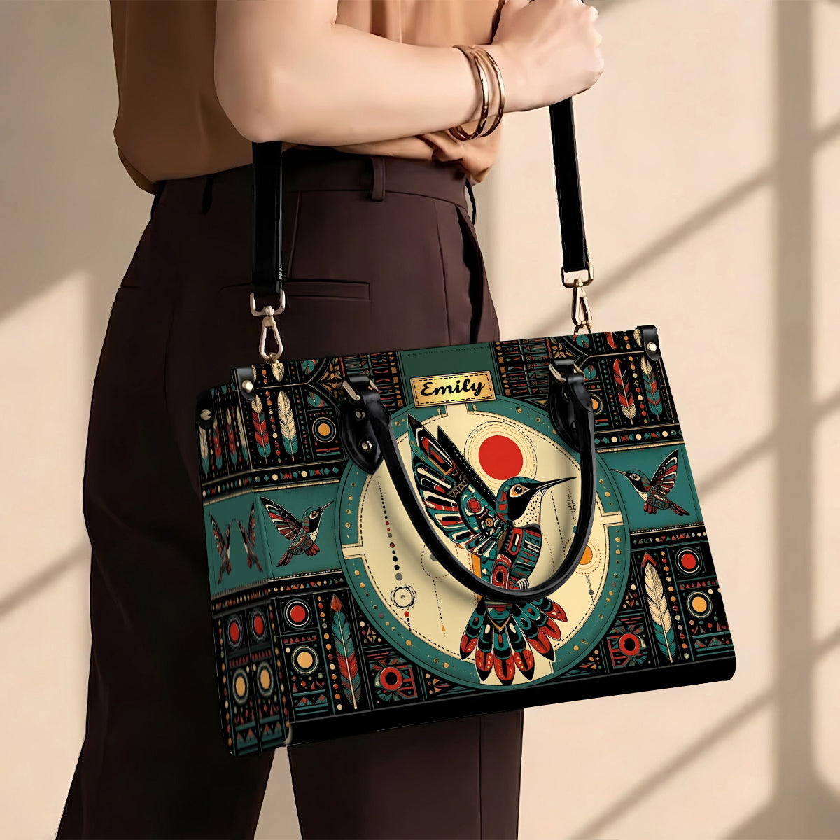 Hummingbird Solar Awakening Personalized Leather Bag