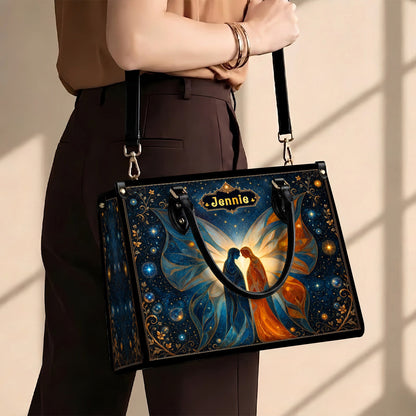 Twin Souls Embrace Personalized Leather Bag