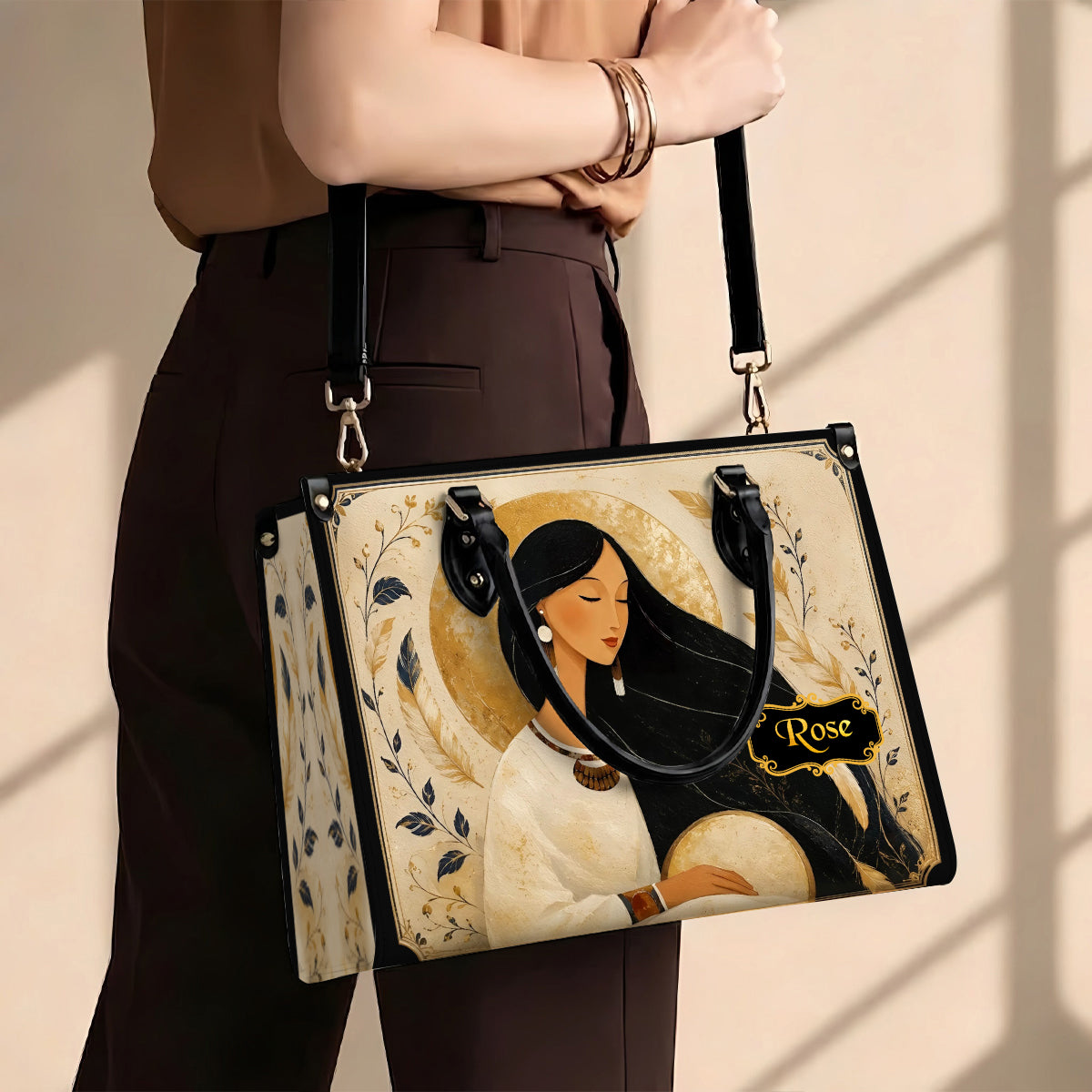 Golden Moon Maiden Personalized Leather Bag