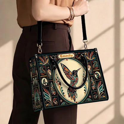 Hummingbird Eternal Grace Personalized Leather Bag