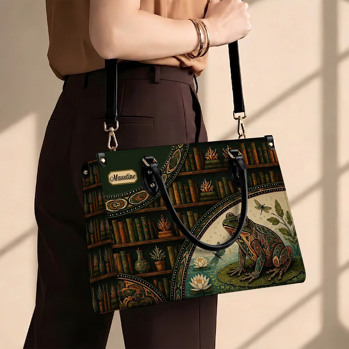 Emerald Frog Harmony Personalized Leather Bag