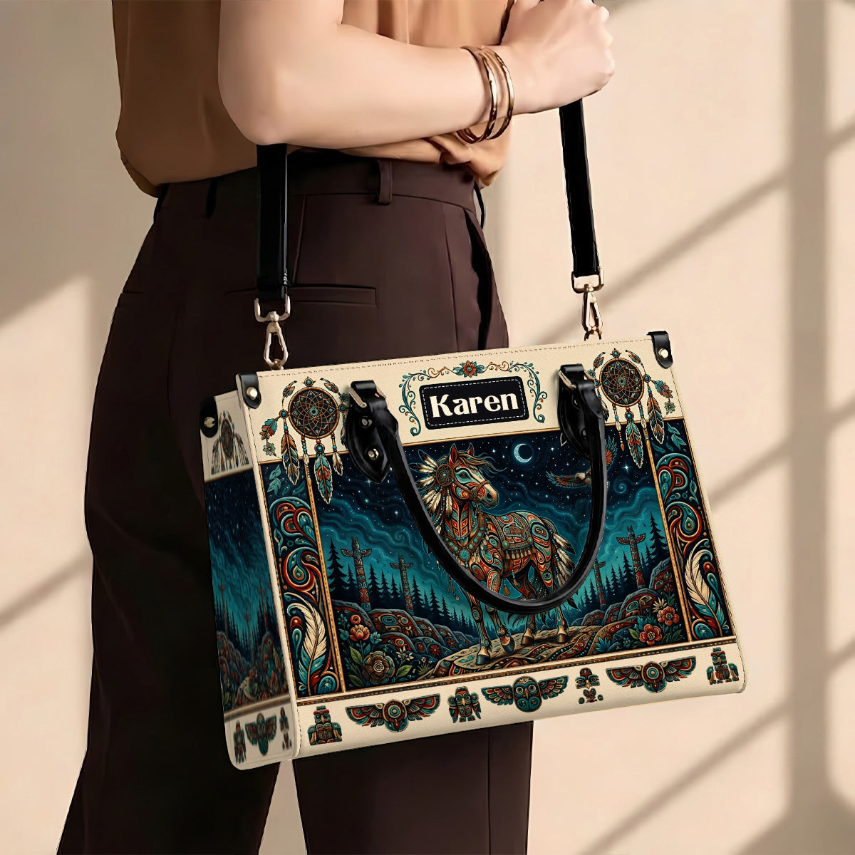 Moonlit Horse Legacy Personalized Leather Bag