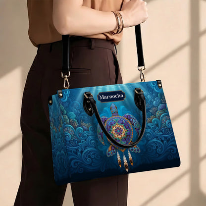Celestial Turtle Spirit Personalized Leather Bag