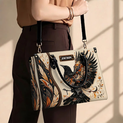 Raven Ember Spirit Personalized Leather Bag