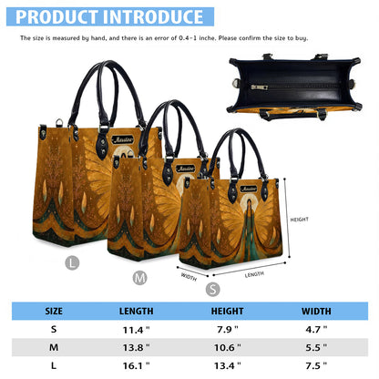 Golden Winged Grace Personalized Leather Bag