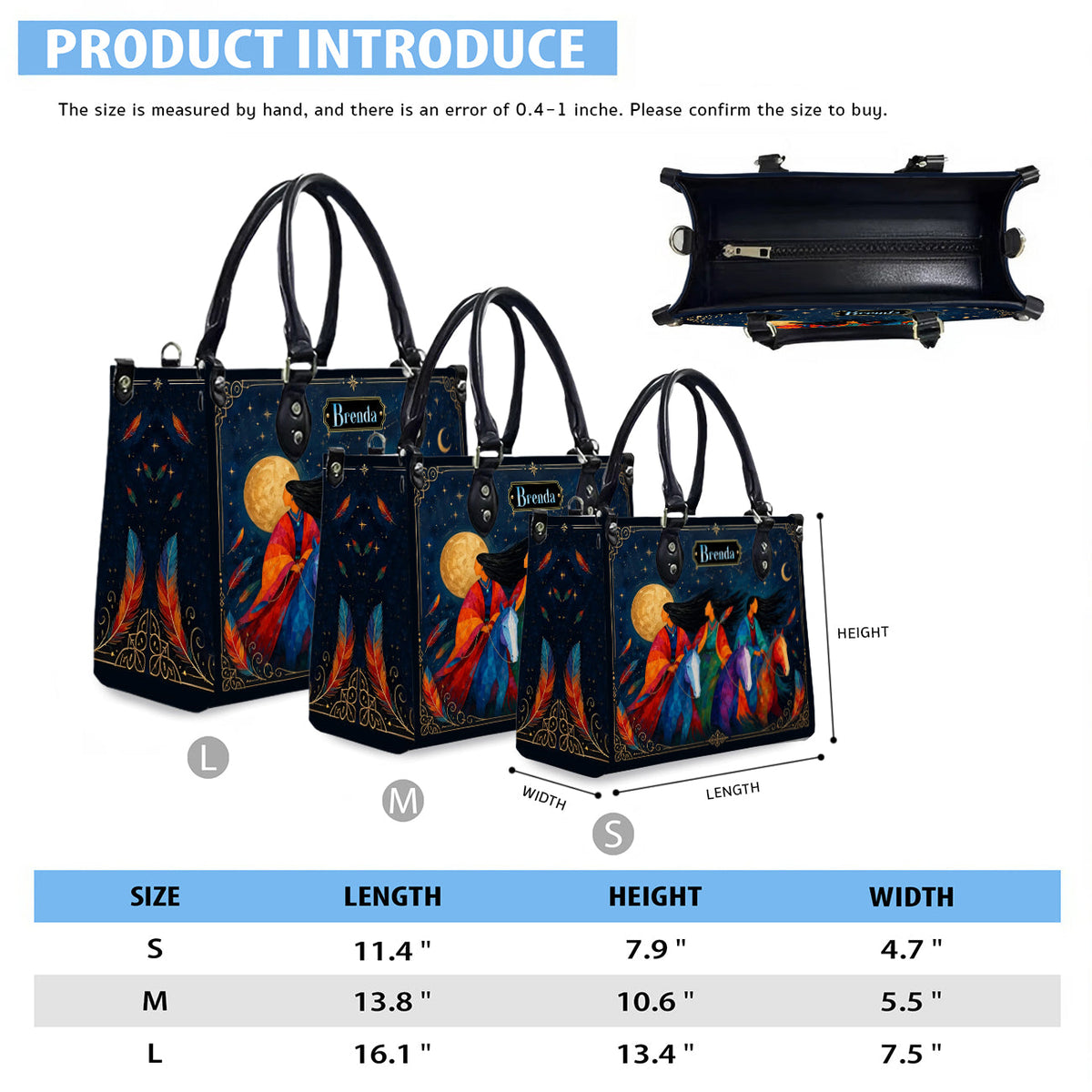 Moonlit Sisters Journey Personalized Leather Bag
