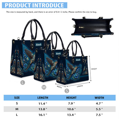 Azure Hummingbird Reverie Personalized Leather Bag