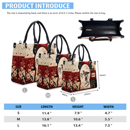 Crimson Hummingbird Elegance Personalized Leather Bag