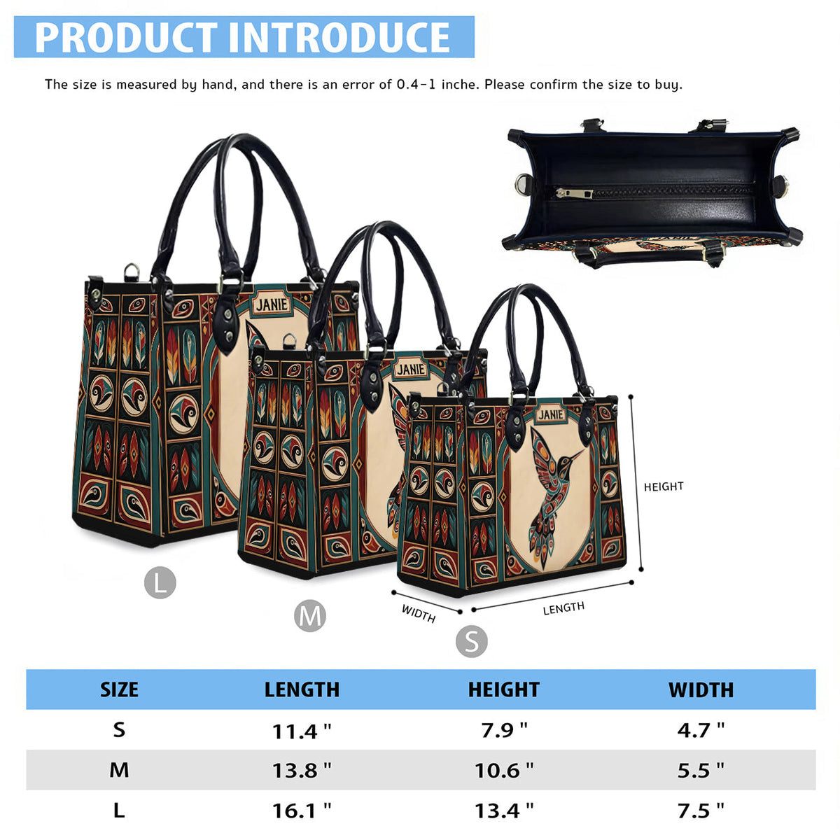 Hummingbird Heritage Flight Personalized Leather Bag