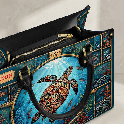 Sacred Turtle Ocean Personalized Leather Bag