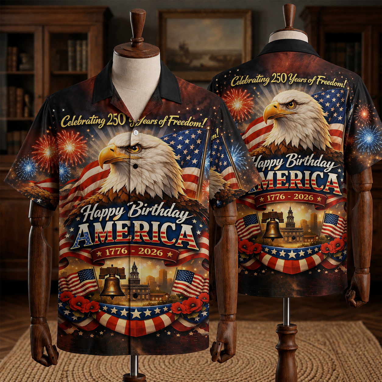 250th Anniversary Of The United States Independence Day Chest Pocket Holiday Hawaiian Shirt
