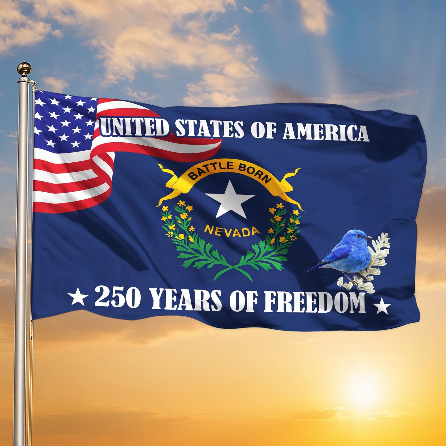 USA 250th Anniversary Garden Flag, 2026 Patriotic Bluebird Yard Banner, Semiquincentennial Decor ,Veteran Gift Outdoor