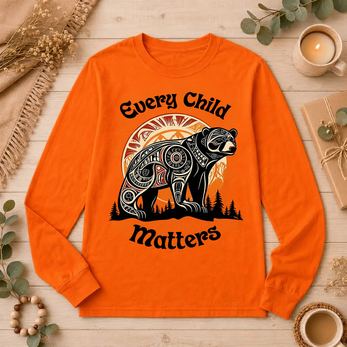 Bear Guardian of the Forest Orange Shirt