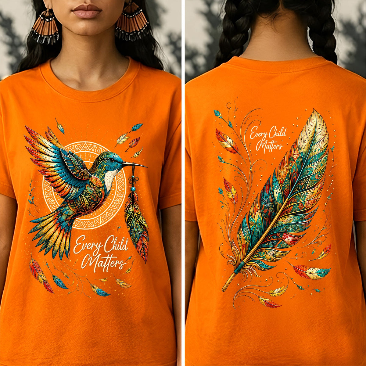Hummingbird Remembrance Orange Shirt - Two Sides