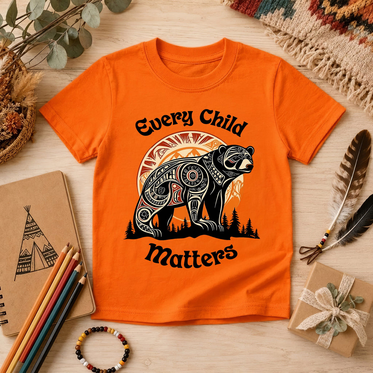Bear Guardian of the Forest Orange Shirt