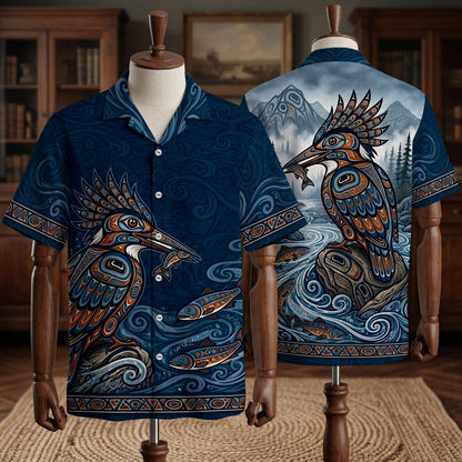 Native Bird Pattern Hawaiian Shirt for Adults & Kids