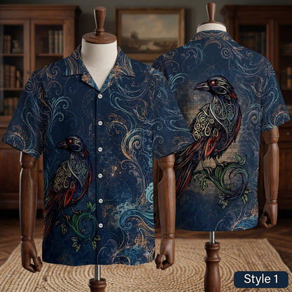 Native Raven Pattern Hawaiian Shirt for Adults & Kids