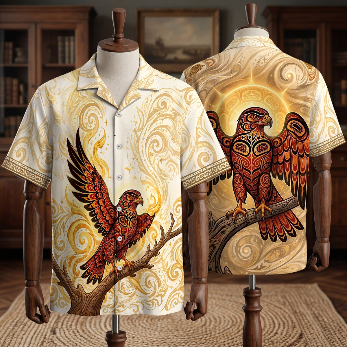 Native Eagle Pattern Hawaiian Shirt for Adults & Kids