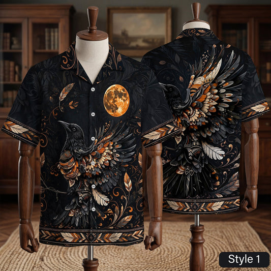 Native Bird Pattern Hawaiian Shirt for Adults & Kids