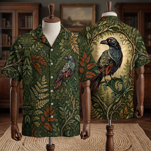 Native Raven Pattern Hawaiian Shirt for Adults & Kids