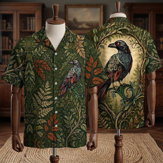 Native Raven Pattern Hawaiian Shirt for Adults & Kids