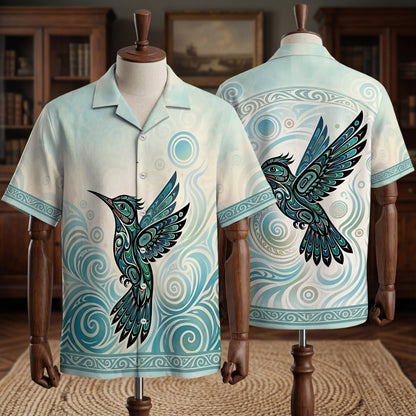 Native Hummingbird Pattern Hawaiian Shirt for Adults & Kids