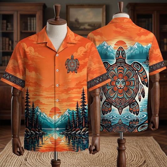 Native Turtle Pattern Hawaiian Shirt for Adults & Kids