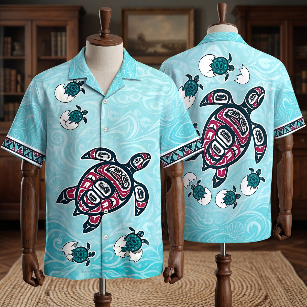 Native Turtle Pattern Hawaiian Shirt for Adults & Kids