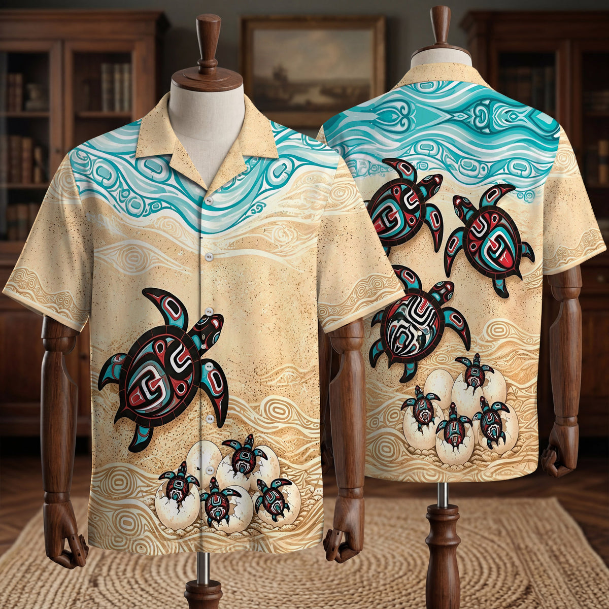 Native Turtle Pattern Hawaiian Shirt for Adults & Kids