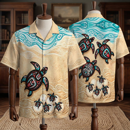 Native Turtle Pattern Hawaiian Shirt for Adults & Kids