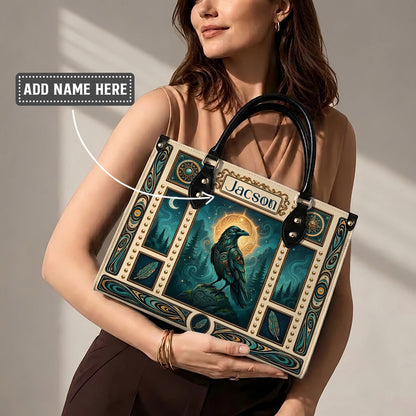 Raven’s Echo of Eternity Personalized Leather Bag