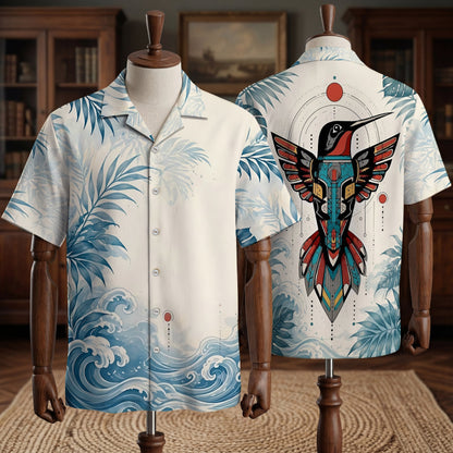 Native Hummingbird Pattern Hawaiian Shirt for Adults & Kids