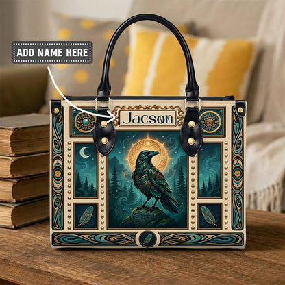 Raven’s Echo of Eternity Personalized Leather Bag
