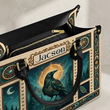 Raven’s Echo of Eternity Personalized Leather Bag