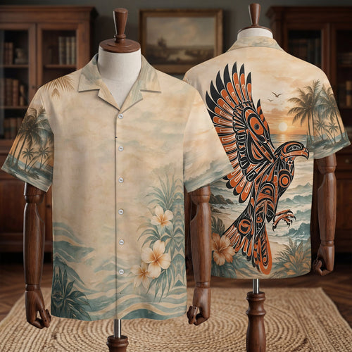 Native Eagle Pattern Hawaiian Shirt for Adults & Kids