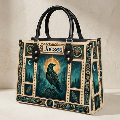 Raven’s Echo of Eternity Personalized Leather Bag