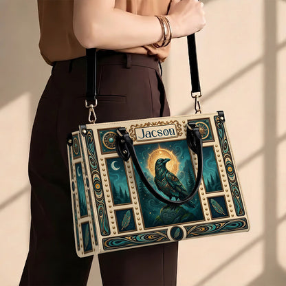 Raven’s Echo of Eternity Personalized Leather Bag