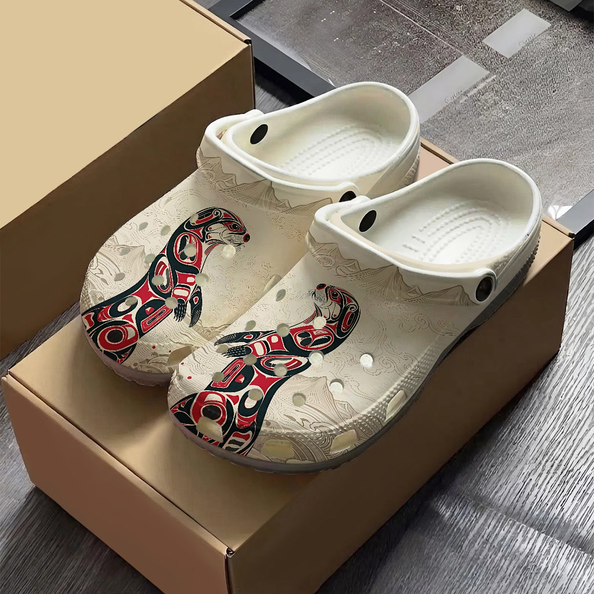 Native Otter Art Clogs Shoes for Adults & Kids