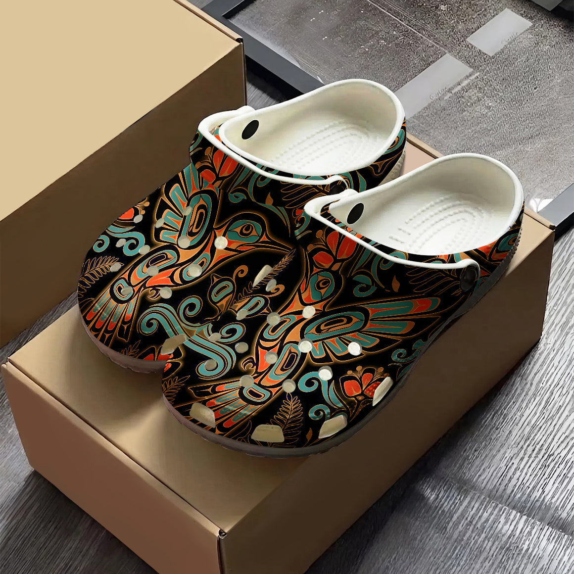 Native Hummingbird Art Pattern Clogs Shoes for Adults & Kids
