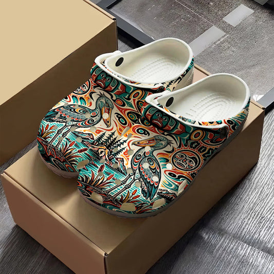 Native Shoebill Art Clogs Shoes for Adults & Kids