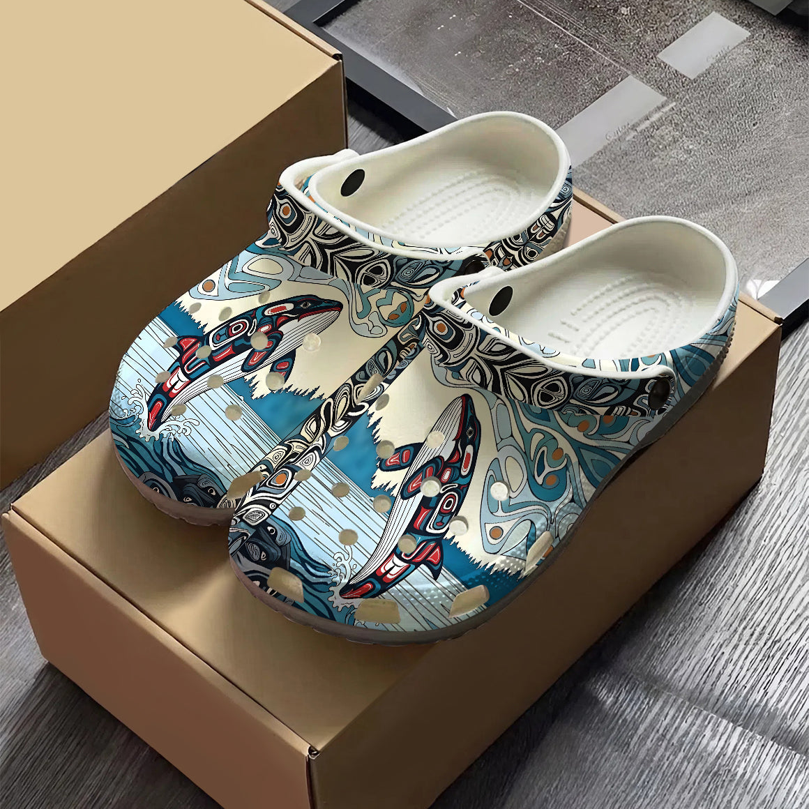 Native Orca Art Clogs Shoes for Adults & Kids