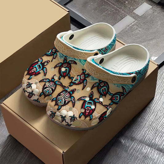 Native Turtle Art Clogs Shoes for Adults & Kids