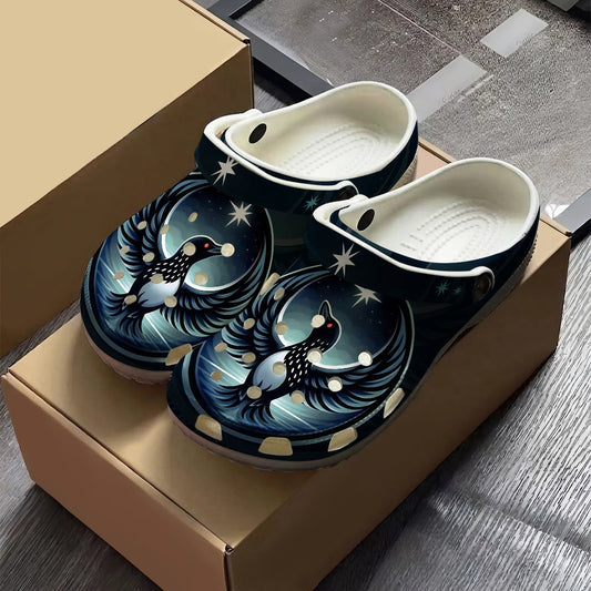 Native Common Loon Art Clogs Shoes for Adults & Kids