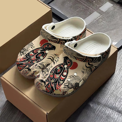 Native Raven Art Clogs Shoes for Adults & Kids