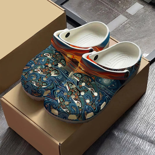 Native Orca Art Clogs Shoes for Adults & Kids