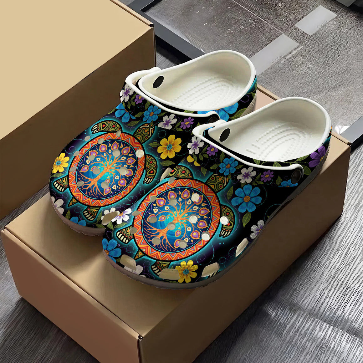 Native Turtle Art Clogs Shoes for Adults & Kids