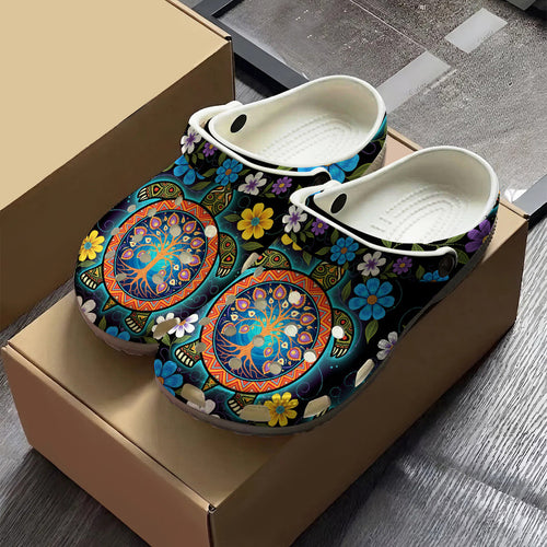 Native Turtle Art Clogs Shoes for Adults & Kids