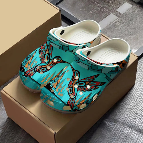 Native Hummingbird Art Pattern Clogs Shoes for Adults & Kids